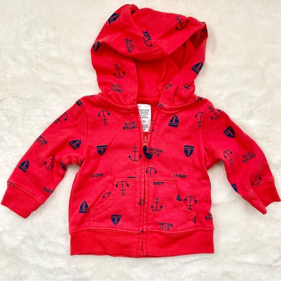 Carter’s Red Nautical Baby Hoodie - Picture 1 of 3